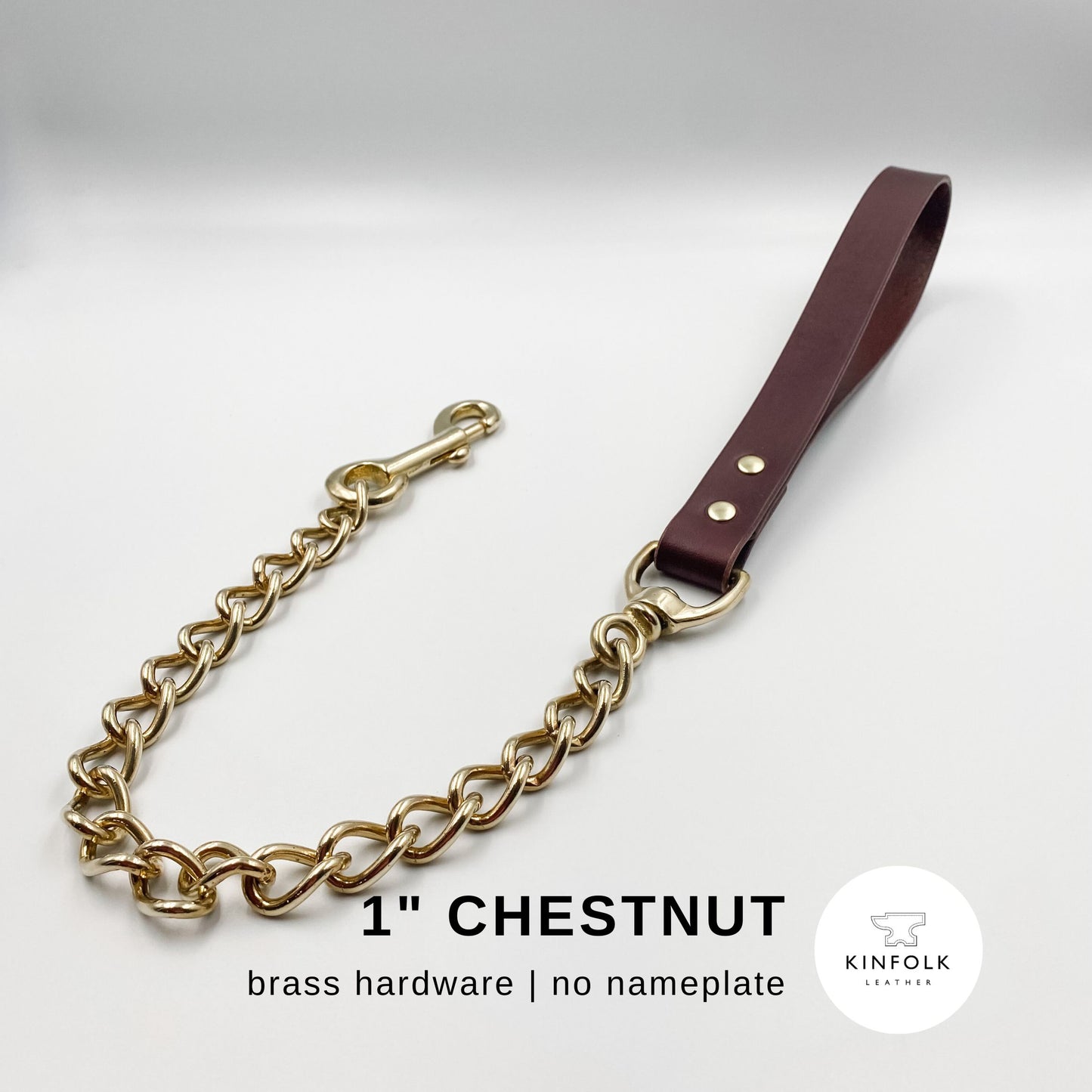 Genuine Leather - Chain Dog Lead with Leather Handle