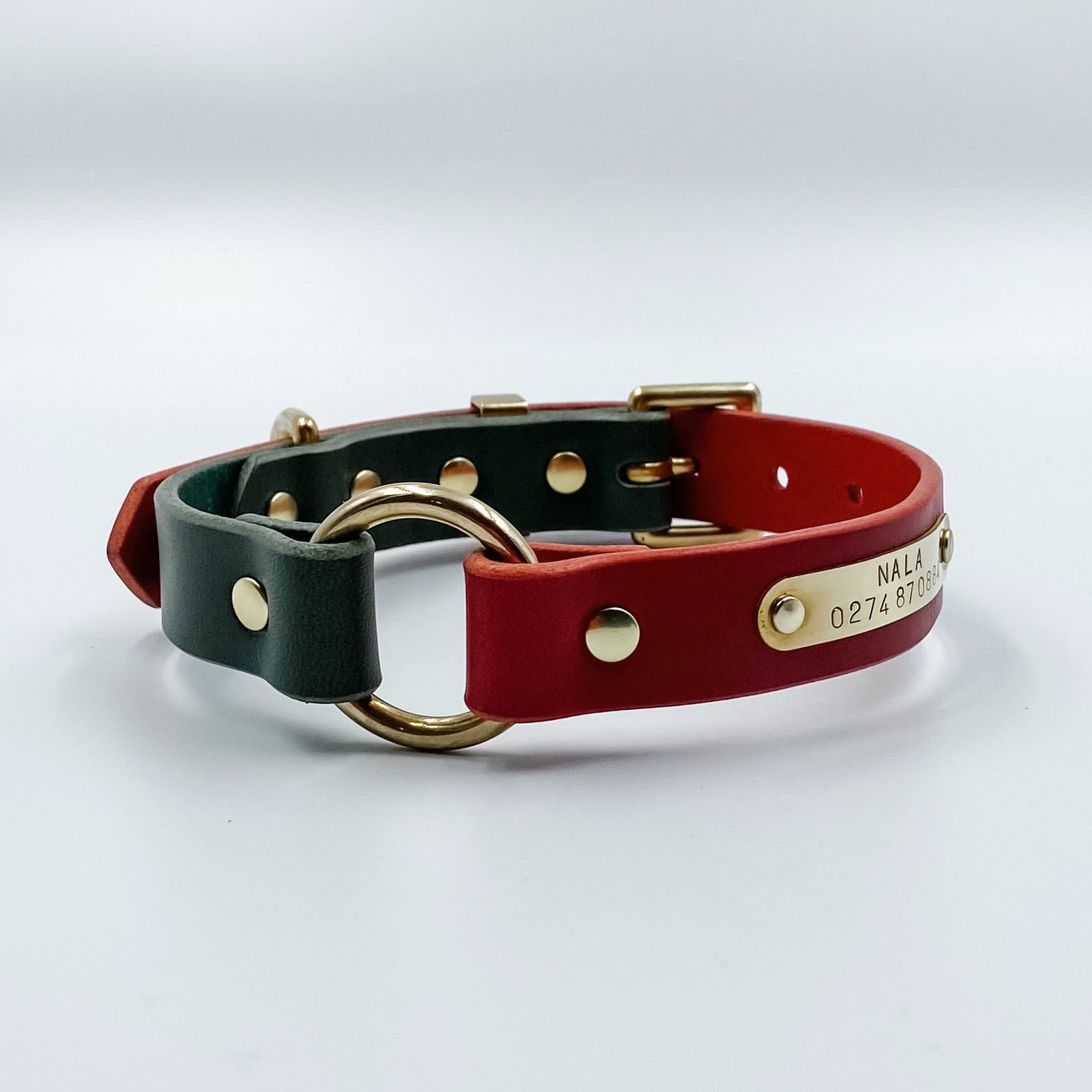 Get Wide Walking Leather Dog Collar, Brass Studs