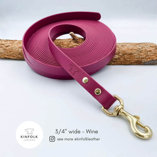Waterproof BioThane® Drag Line - Trailing Long Line Dog Lead