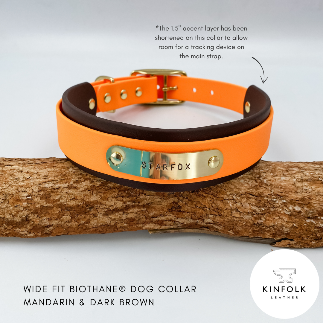 Wide Fit Double Layer BioThane® Dog Collar with Nameplate