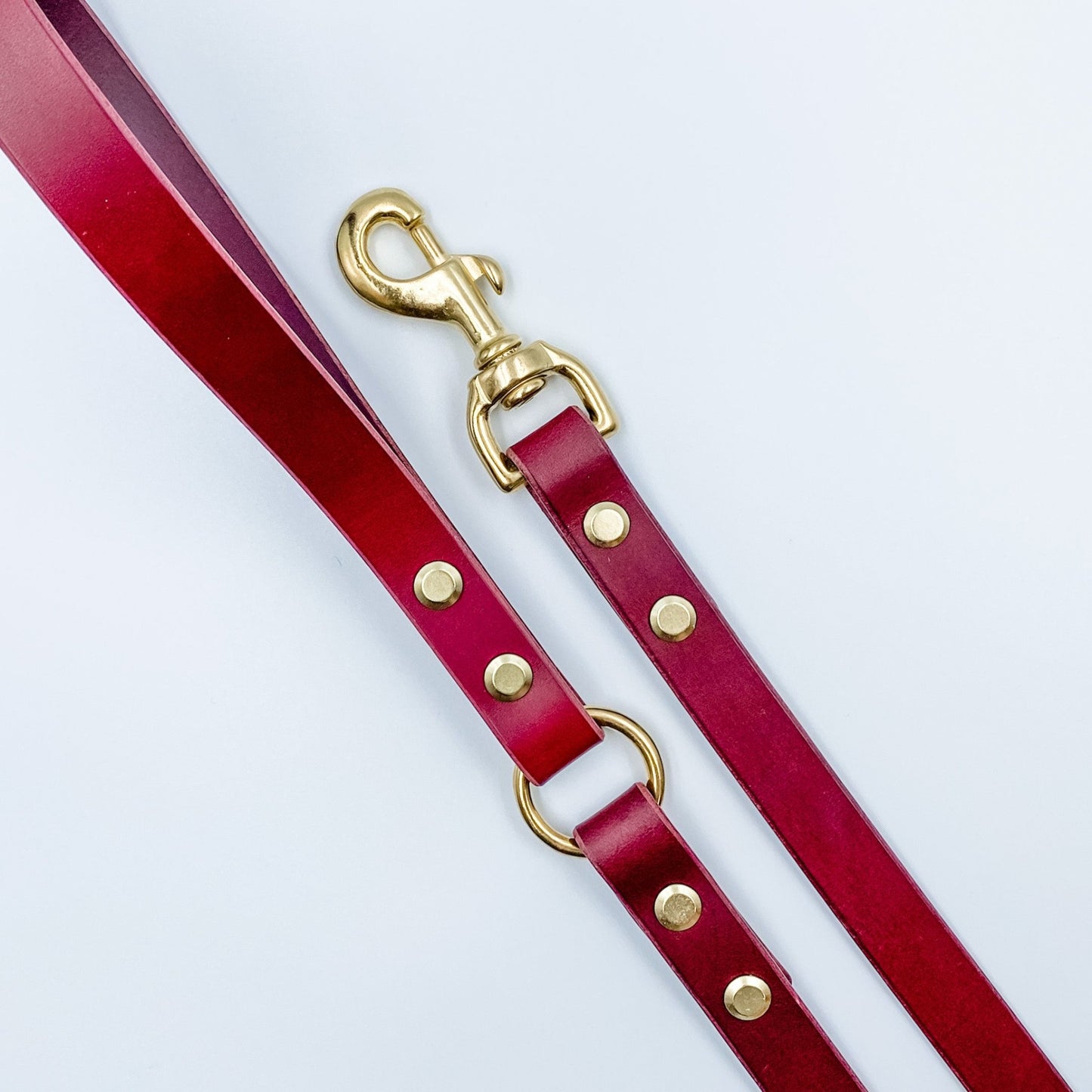 Leather & Solid Brass Dog Leash / Lead (with customisable handle) - 1/2" (12mm) Gold - Kinfolk Leather