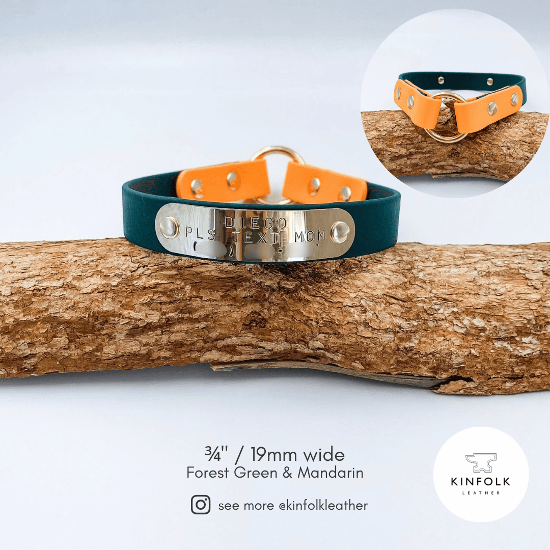Lightweight ID Tag Collar - Waterproof BioThane® - Custom Dog Collar
