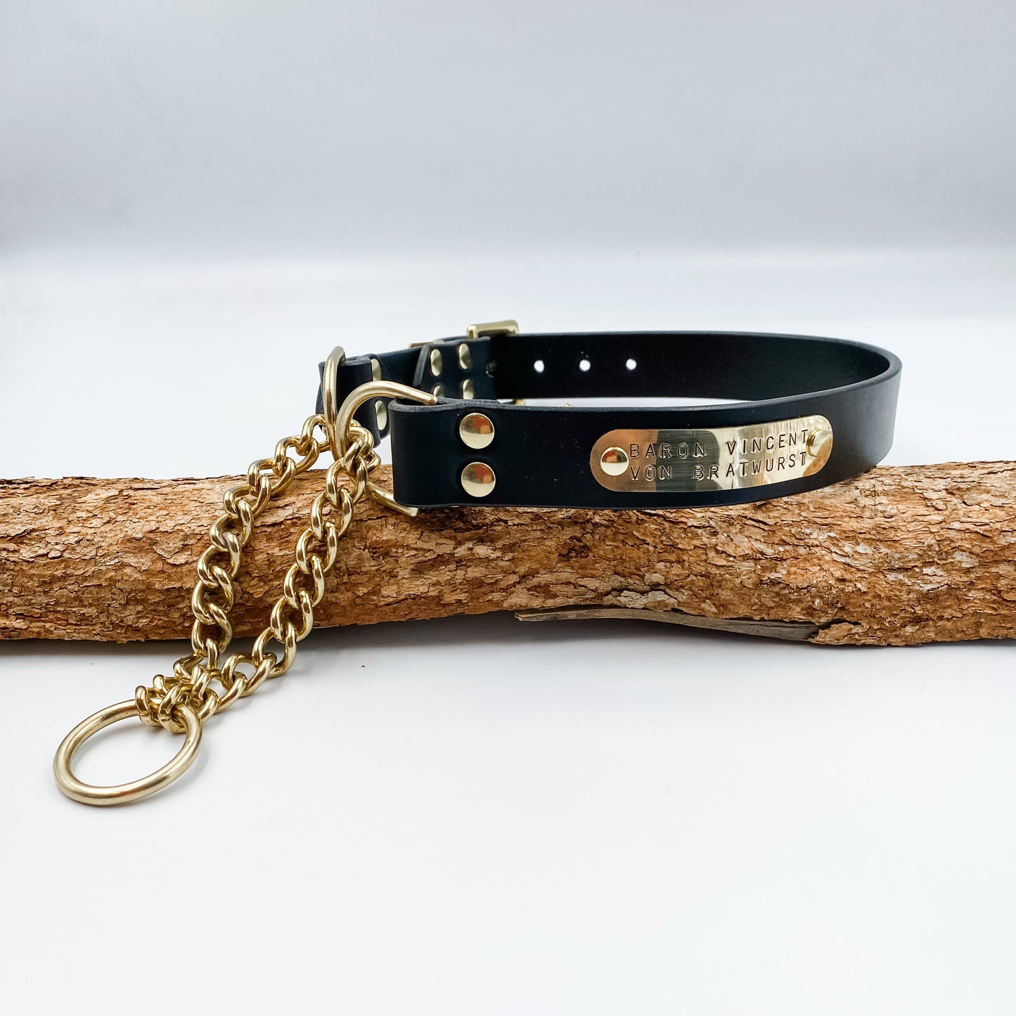 Genuine Leather Martingale or Half Check Dog Collar - Custom Made in NZ by Kinfolk Leather