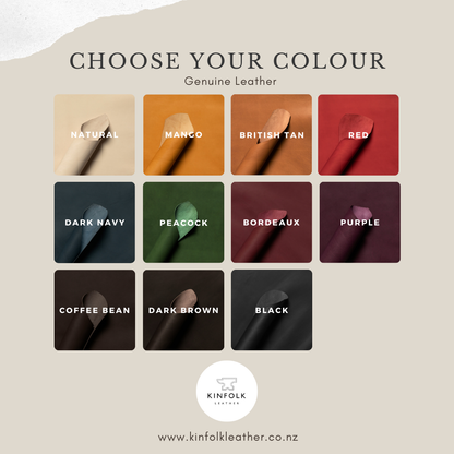 Custom Collar Leather Colour Swatches - custom made in NZ by Kinfolk Leather