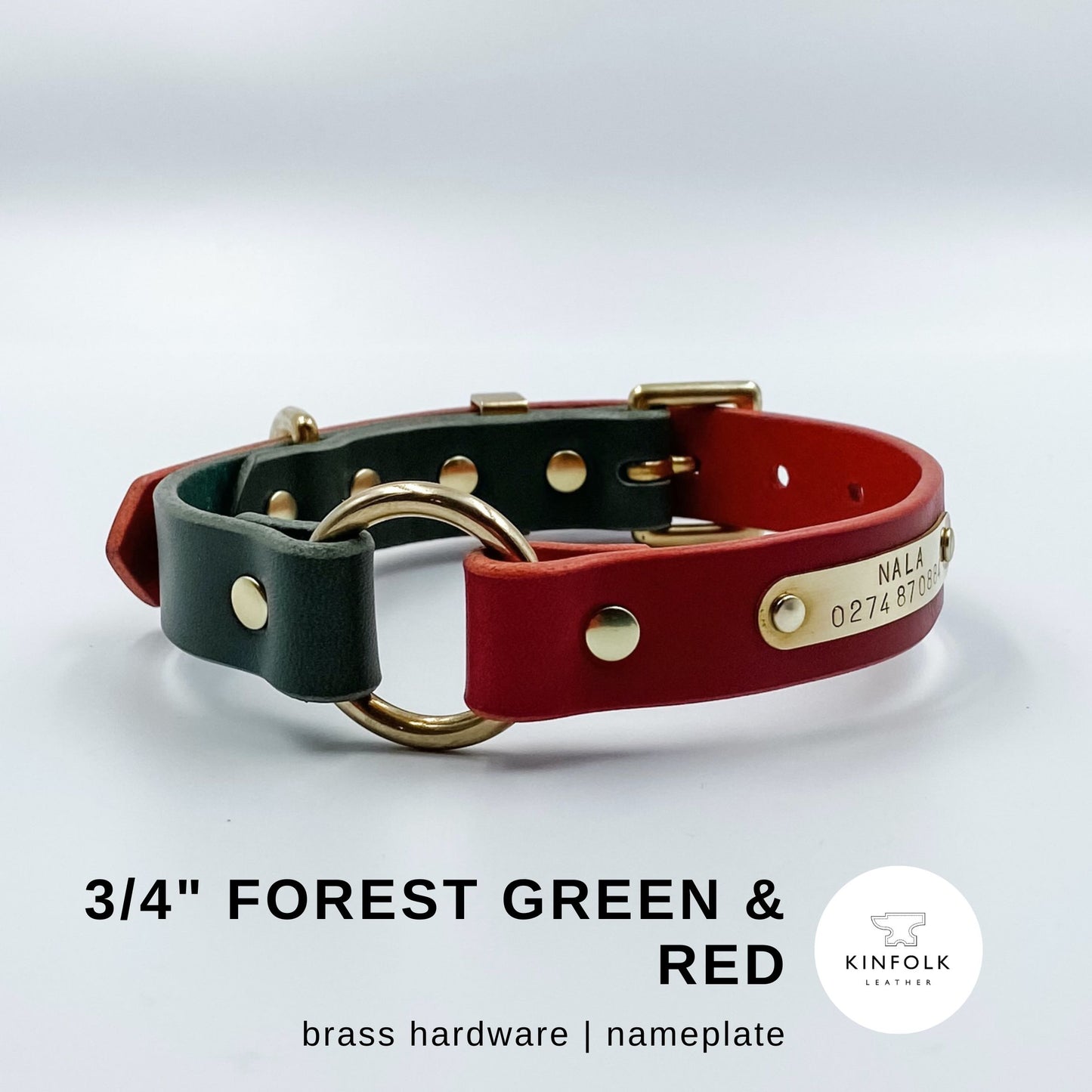 Genuine Leather & Brass - O Ring Dog Collar (optional nameplate)