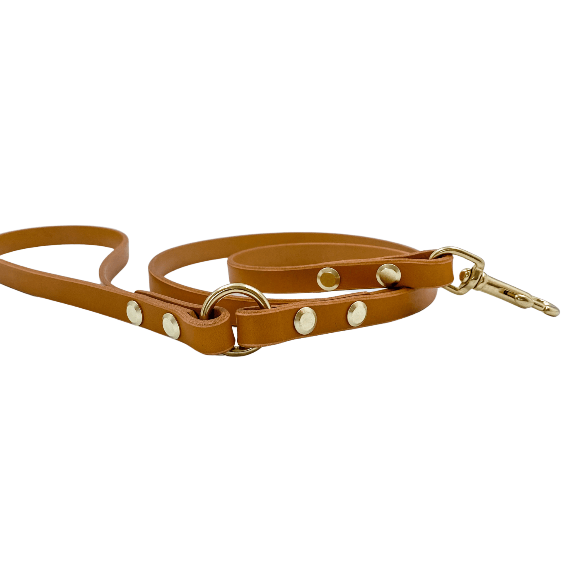 Leather & Solid Brass Dog Leash / Lead (with customisable handle) - 1/2" (12mm) Gold - Kinfolk Leather